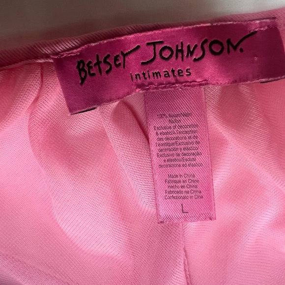 Vintage Betsy Johnson Pink and Black Baby Doll Slip Dress / Nightie Size L - Picture 5 of 12